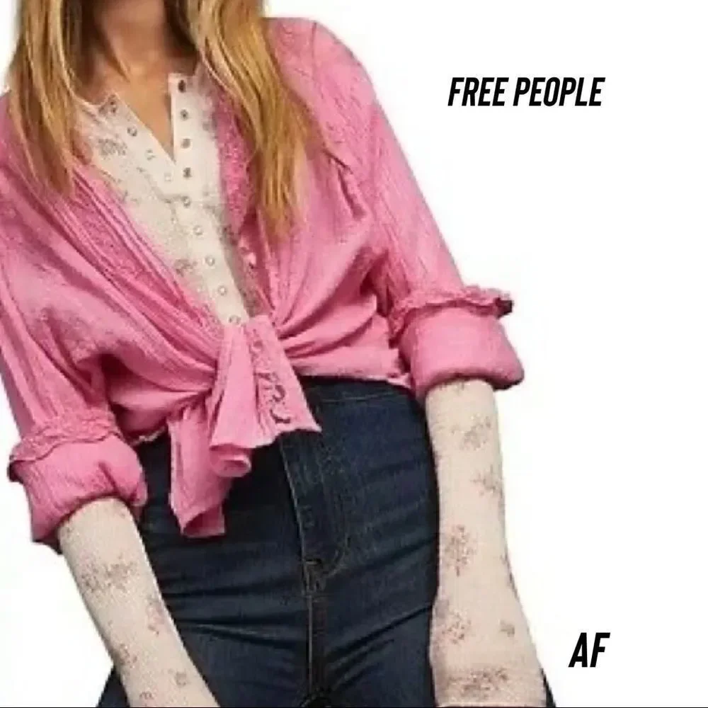 FREE PEOPLE CLEMANCE TOP PINK SMALL NEW